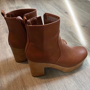 Brown faux leather boots